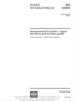cover image of Norme internationale ISO 10005 : Management de la qualité : Lignes directrices pour les plans qualité